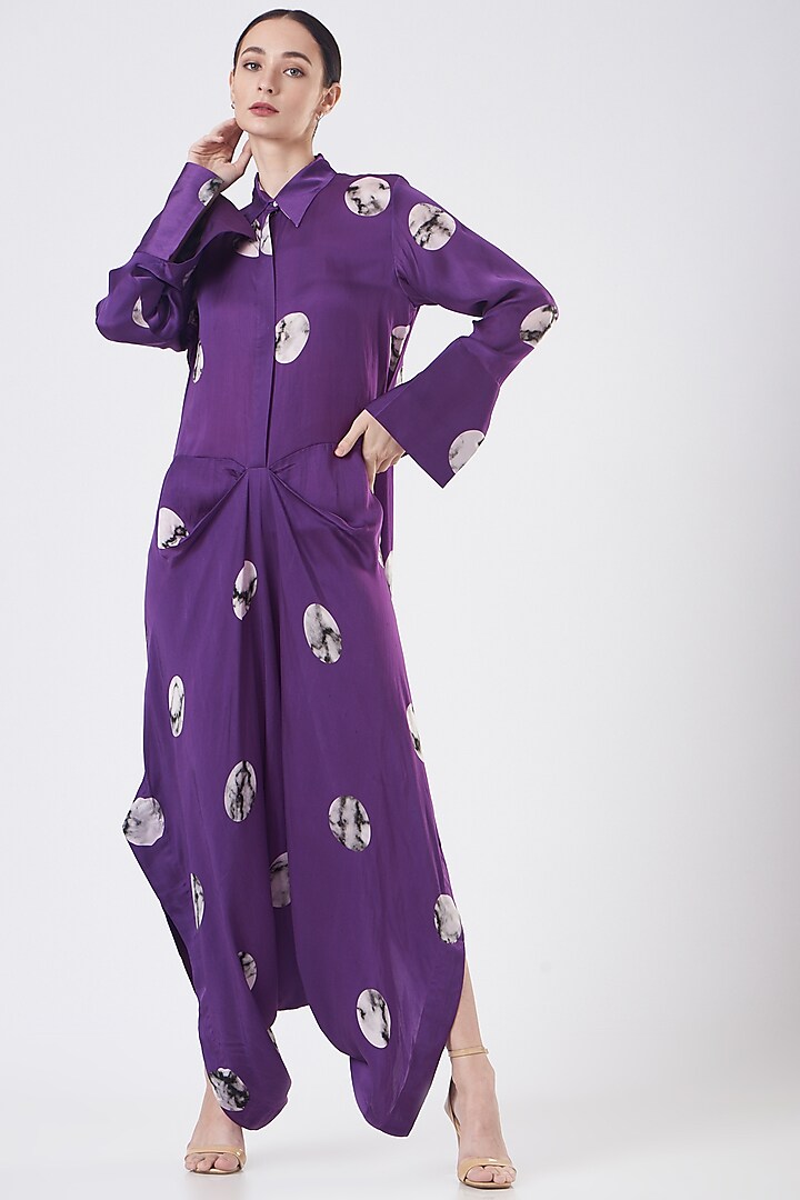 Purple Draped Jumpsuit by Inca