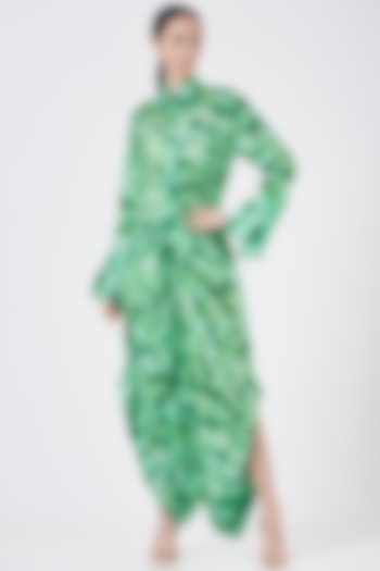 Green Draped Jumpsuit by Inca at Pernia's Pop Up Shop