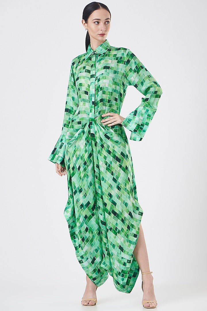 Green Draped Jumpsuit by Inca