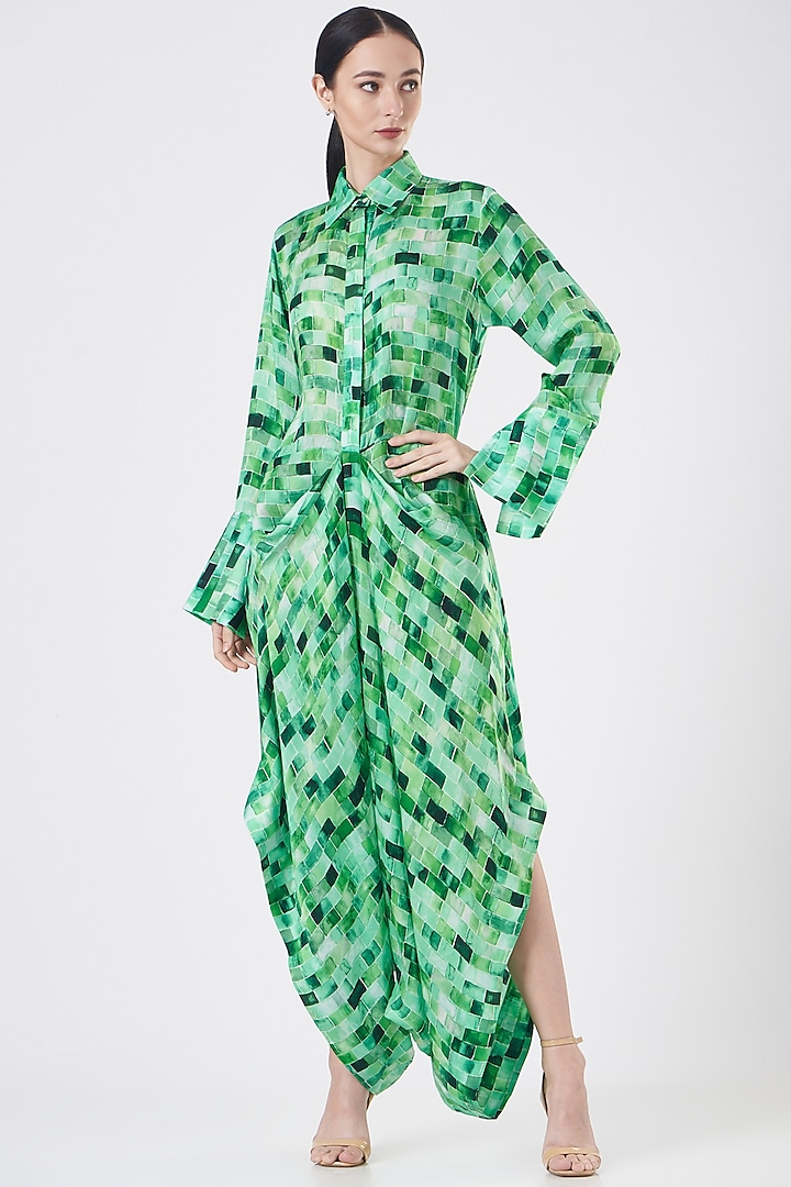 Green Draped Jumpsuit by Inca at Pernia's Pop Up Shop