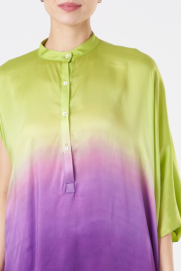 Purple & Neon Green Long Shirt by Inca