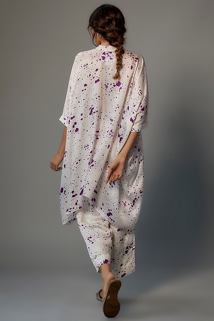 White Linen Satin Printed Co-Ord Set by Inca at Pernia's Pop Up Shop