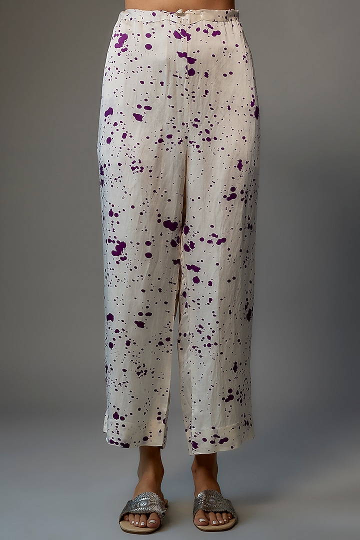 White Linen Satin Printed Co-Ord Set by Inca at Pernia's Pop Up Shop