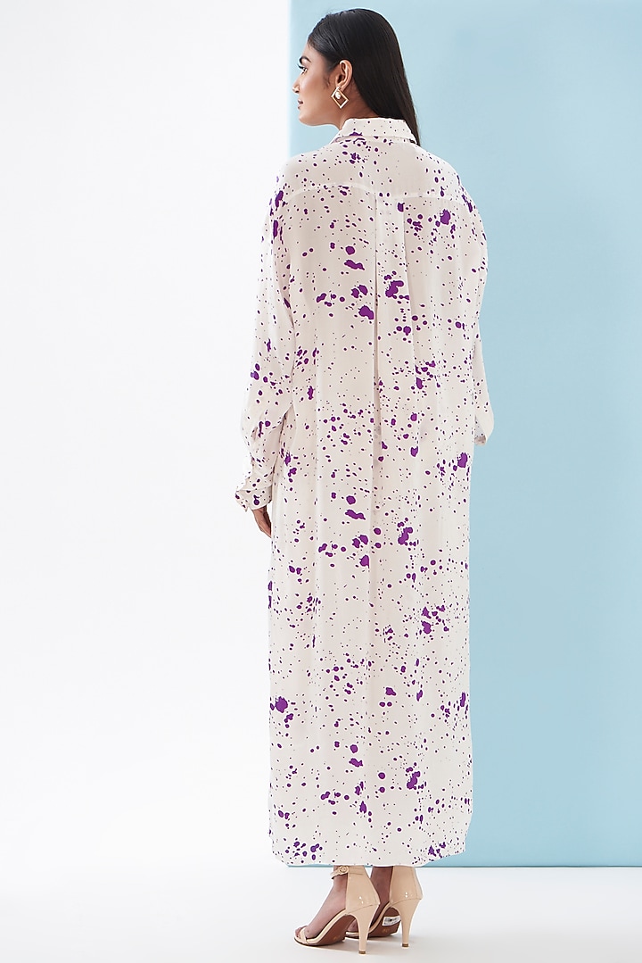 White Bemberg Satin & Linen Satin Printed Co-Ord Set by Inca at Pernia's Pop Up Shop