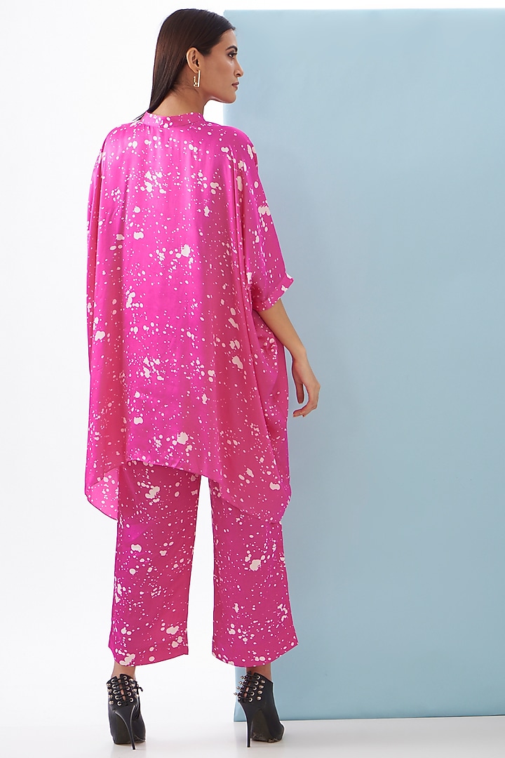 Pink Bemberg Satin & Linen Satin Printed Co-Ord Set by Inca at Pernia's Pop Up Shop
