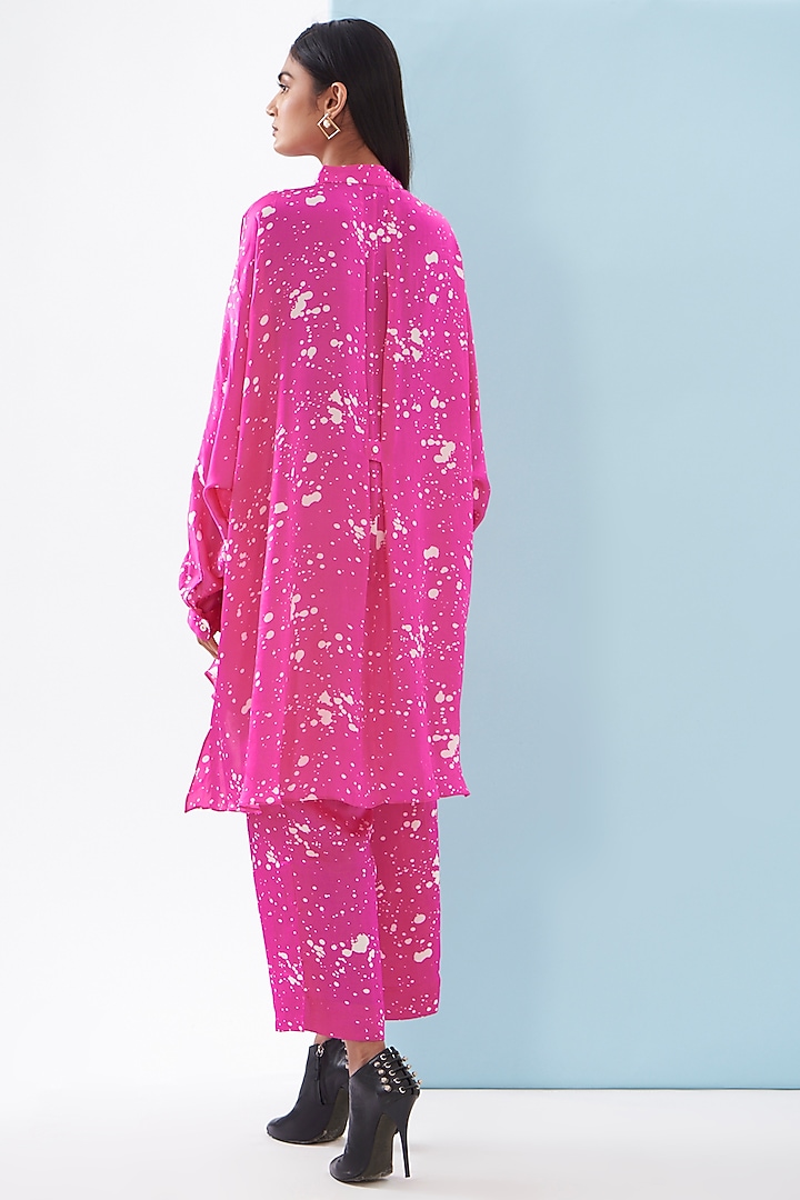 Pink Bemberg Satin & Linen Satin Printed Co-Ord Set by Inca at Pernia's Pop Up Shop
