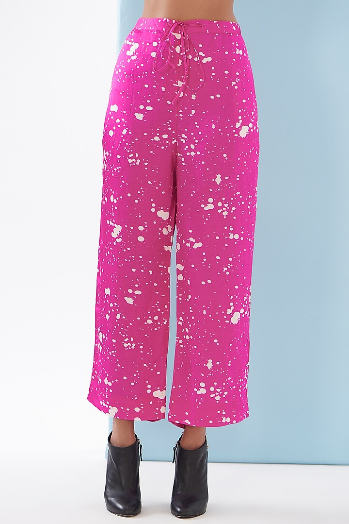 Pink Bemberg Satin & Linen Satin Printed Co-Ord Set by Inca at Pernia's Pop Up Shop