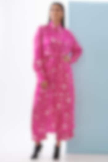 Pink Bemberg Satin & Linen Satin Printed Co-Ord Set by Inca at Pernia's Pop Up Shop