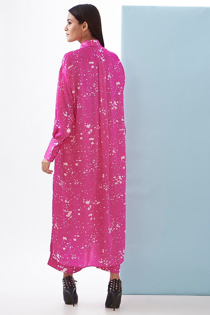Pink Bemberg Satin & Linen Satin Printed Co-Ord Set by Inca at Pernia's Pop Up Shop