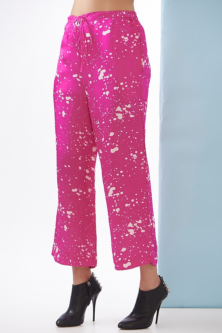 Pink Bemberg Satin & Linen Satin Printed Co-Ord Set by Inca at Pernia's Pop Up Shop