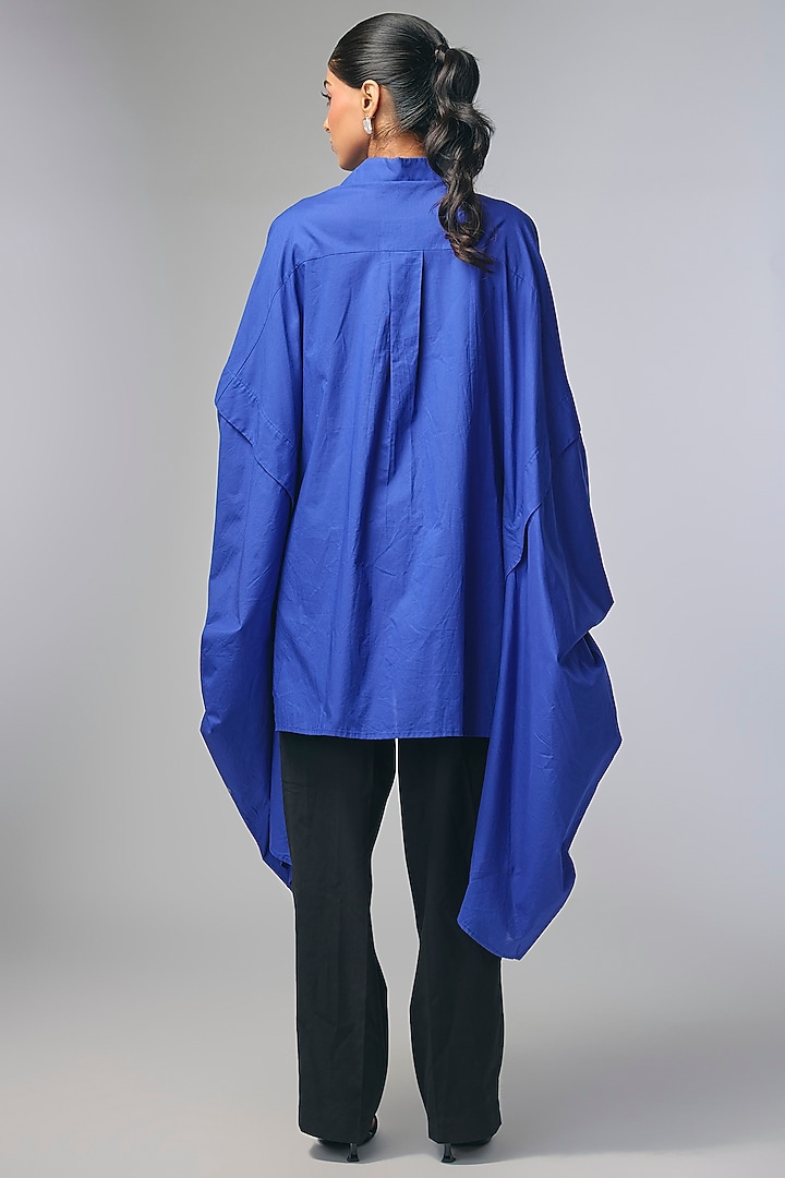Blue Voile Zari Work High-Low Shirt by Inca at Pernia's Pop Up Shop