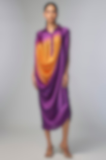 Purple Ombre Bemberg Satin Cowl Vacation Dress by Inca at Pernia's Pop Up Shop