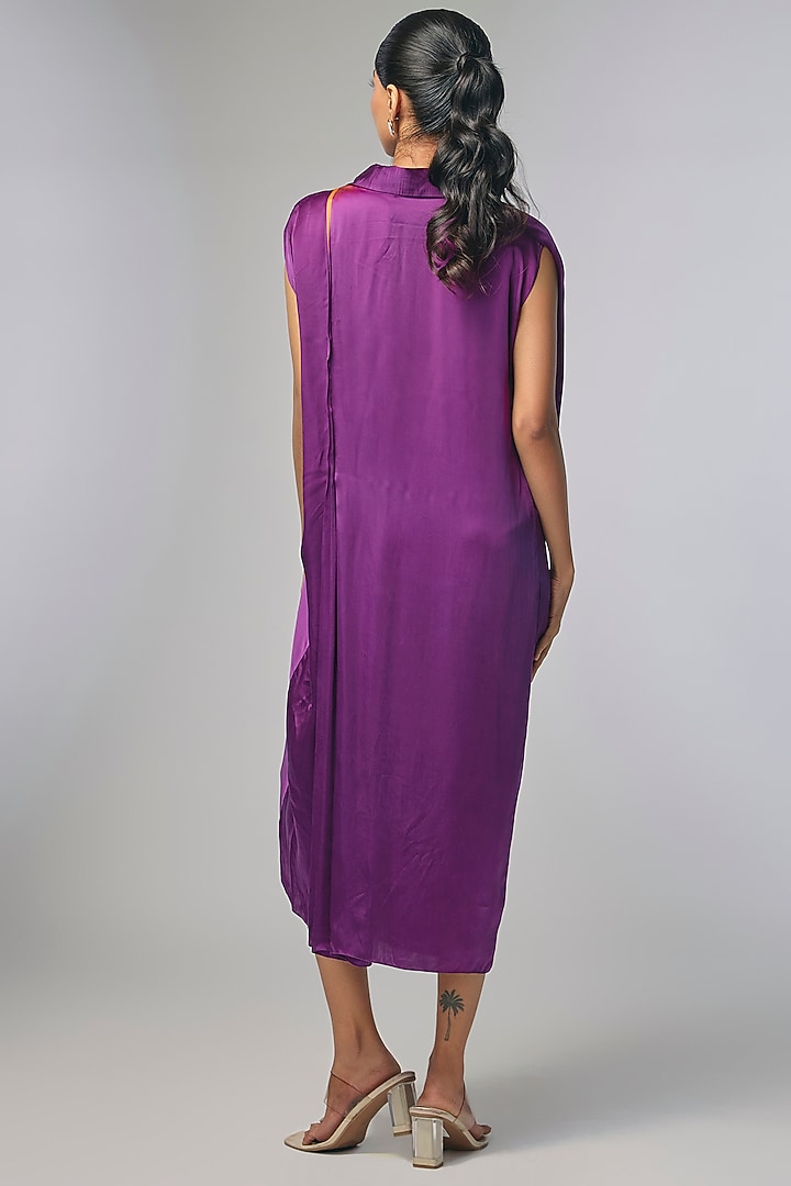 Purple Ombre Bemberg Satin Cowl Vacation Dress by Inca at Pernia's Pop Up Shop