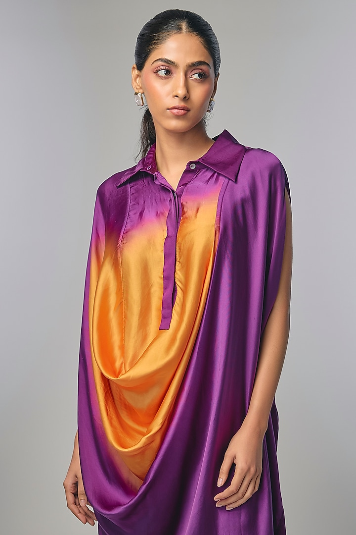 Purple Ombre Bemberg Satin Cowl Vacation Dress by Inca at Pernia's Pop Up Shop