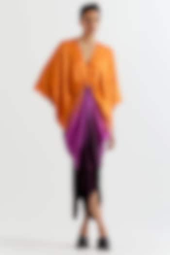 Orange & Purple Viscose Satin Vacation Dress by Inca at Pernia's Pop Up Shop