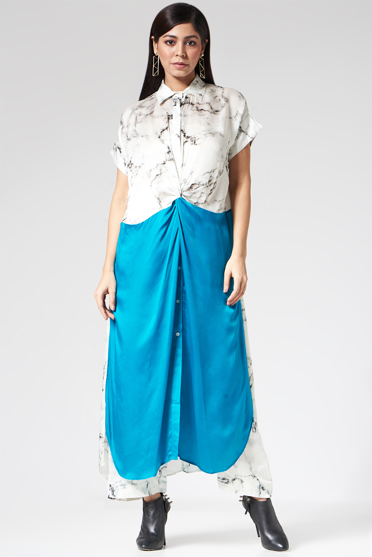 Multi-Coloured Printed Draped Vacation Dress by Inca at Pernia's Pop Up Shop