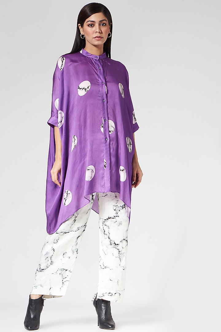 Purple Bemberg Satin Poncho by Inca at Pernia's Pop Up Shop