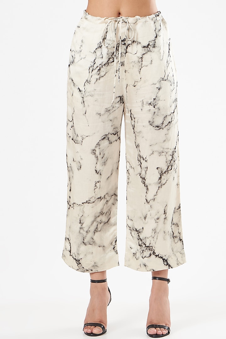 White Bamberg Satin Pant Set by Inca at Pernia's Pop Up Shop