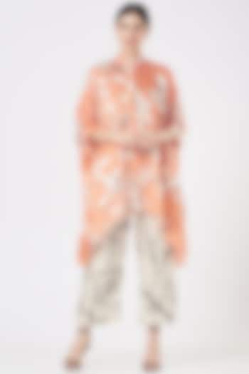 Coral & White Bemberg Satin Co-Ord Set by Inca at Pernia's Pop Up Shop