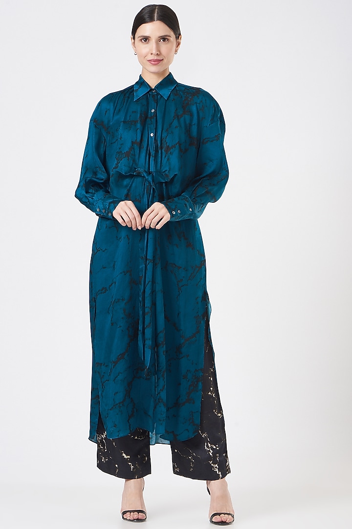 Blue Bemberg Satin Co-Ord Set by Inca at Pernia's Pop Up Shop