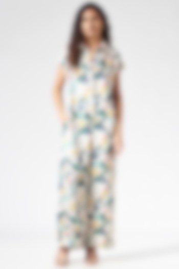 Multi-Colored Satin Printed Jumpsuit by Inca