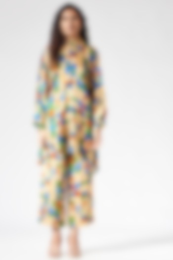Multi-Colored Bamberg Satin Printed Co-Ord Set by Inca