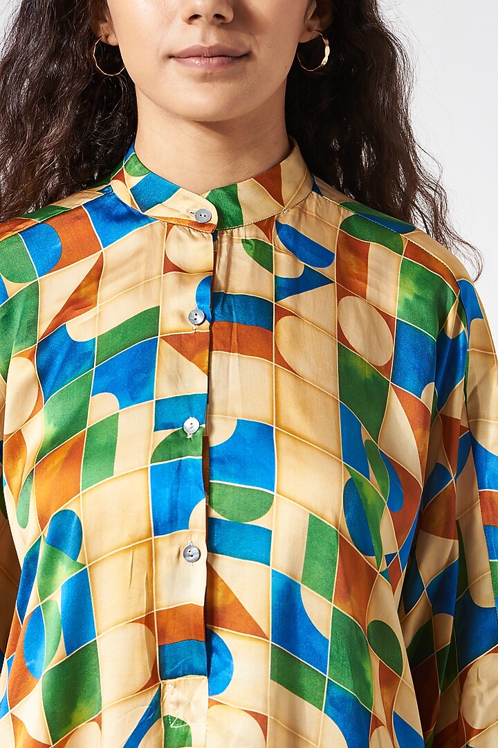 Multi-Colored Bamberg Satin Printed Co-Ord Set by Inca at Pernia's Pop Up Shop