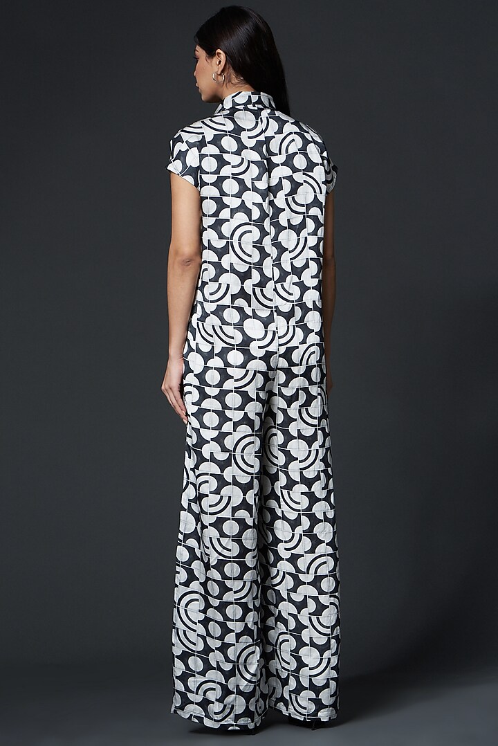 Black & White Bamberg Satin Printed Jumpsuit by Inca at Pernia's Pop Up Shop