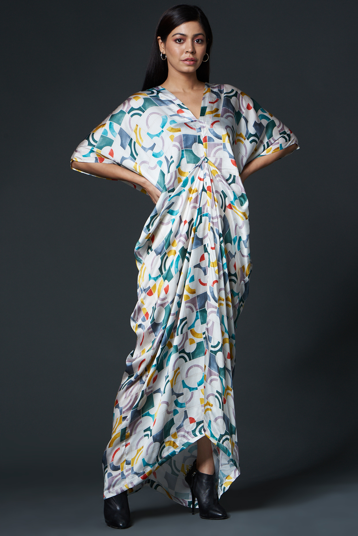 Multi-Coloured Draped Dress With Print by Inca