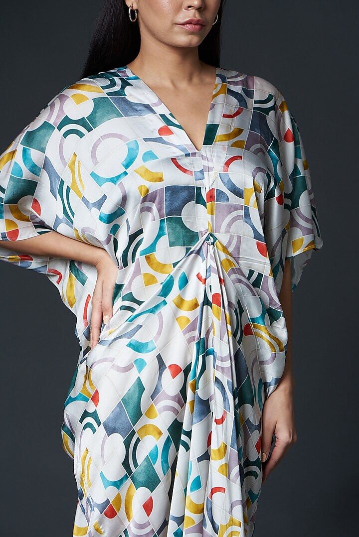 Multi-Coloured Draped Vacation Dress With Print by Inca at Pernia's Pop Up Shop