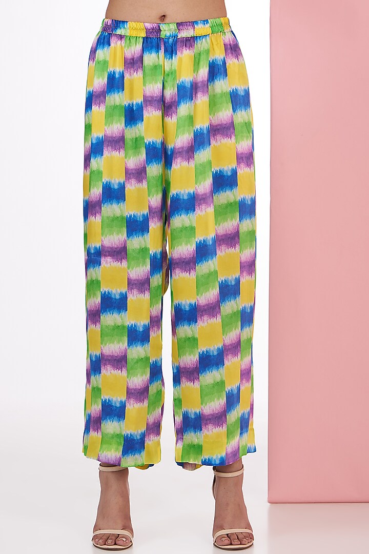 Multi-Colored Bemberg Satin Ikat Printed Co-Ord Set by Inca at Pernia's Pop Up Shop