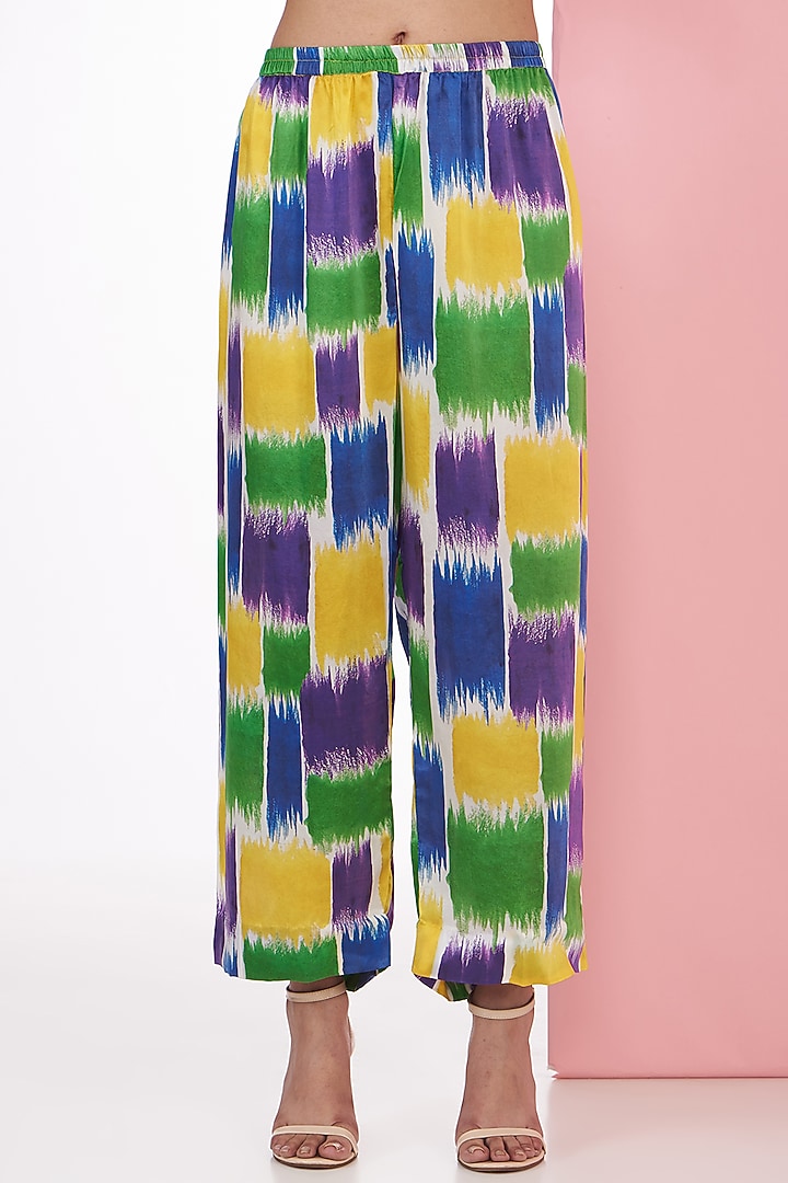 Multi-Colored Bemberg Satin Ikat Printed Co-Ord Set by Inca at Pernia's Pop Up Shop