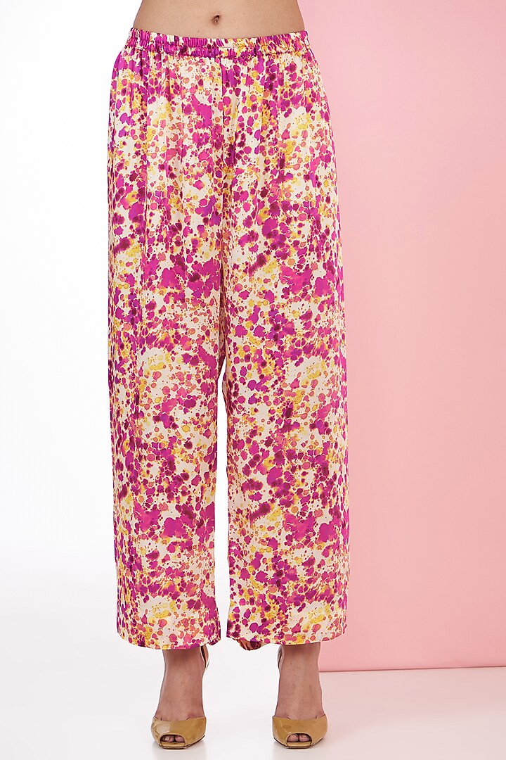 Pink & Yellow Bemberg Satin Digital Printed Co-Ord Set by Inca at Pernia's Pop Up Shop