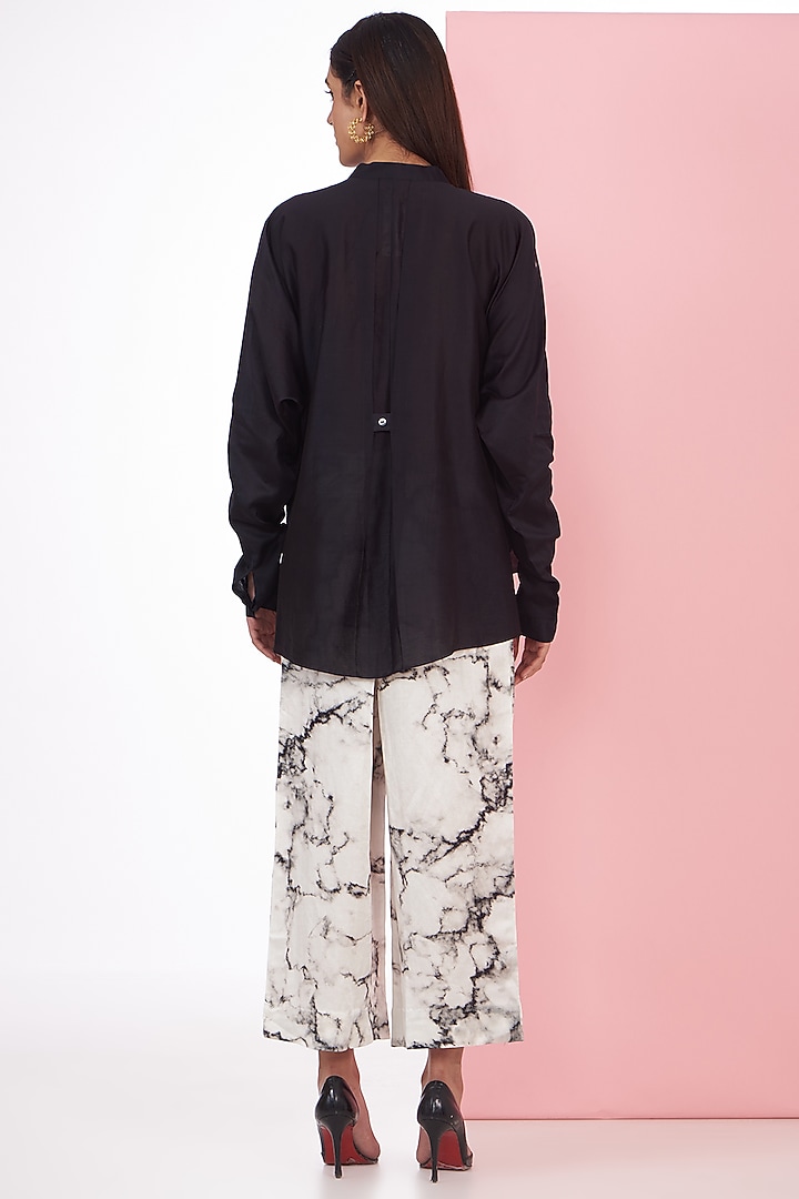 Ivory Silk Chanderi Shibori Printed Trouser Set by Inca at Pernia's Pop Up Shop