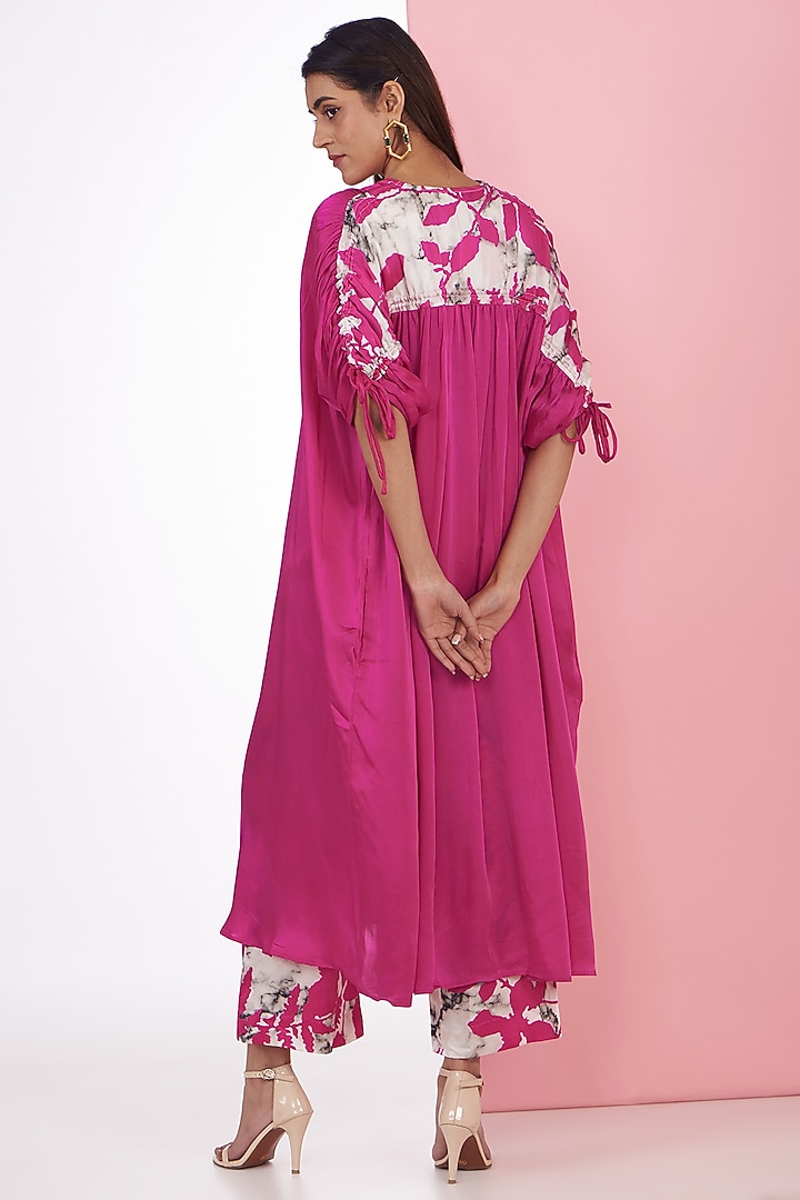 White Bemberg Satin Digital Printed Trouser Set by Inca at Pernia's Pop Up Shop