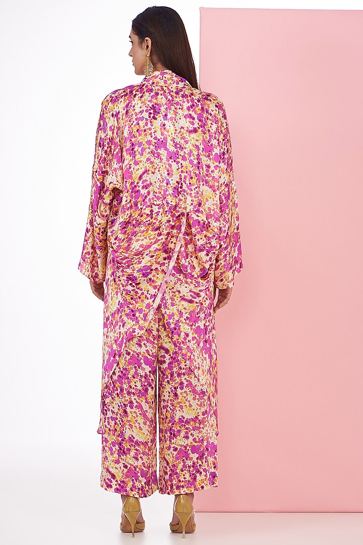 Pink Bemberg Satin Digital Printed Cowl Tunic Set by Inca at Pernia's Pop Up Shop