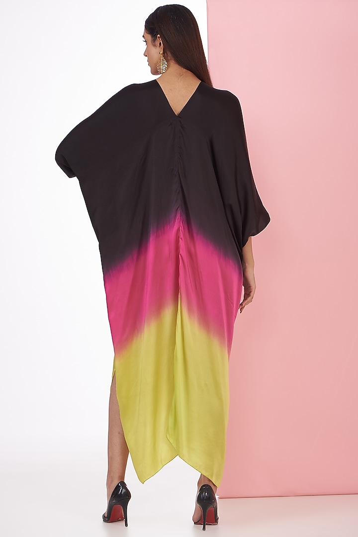 Multi-Colored Bemberg Satin Ombre Printed Kaftan by Inca at Pernia's Pop Up Shop