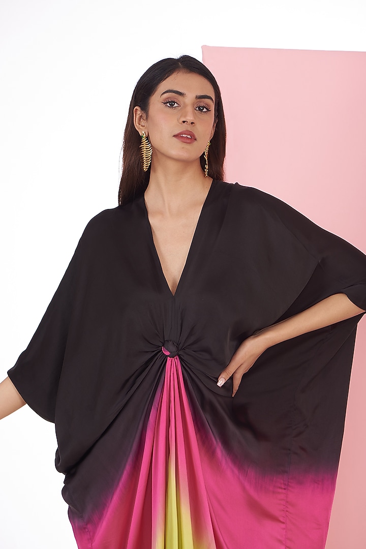 Multi-Colored Bemberg Satin Ombre Printed Kaftan by Inca at Pernia's Pop Up Shop