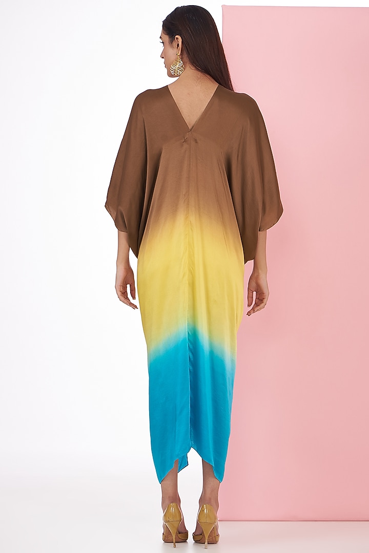 Multi-Colored Bemberg Satin Ombre Printed Kaftan by Inca at Pernia's Pop Up Shop