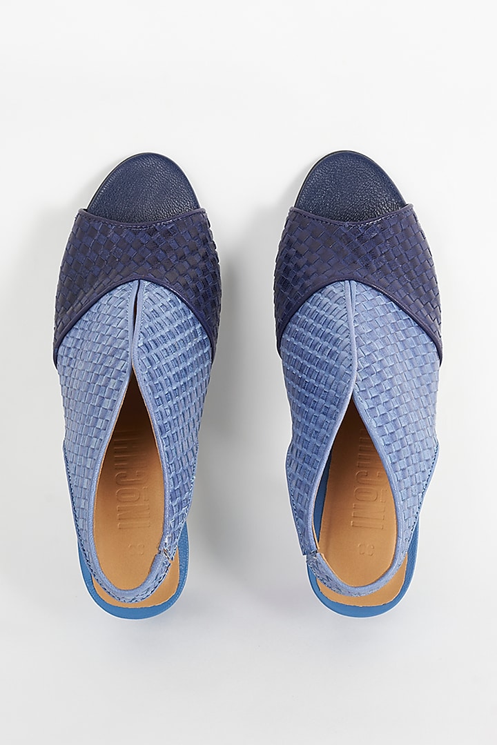 Blue Leather Handcrafted Heels by Inochhi