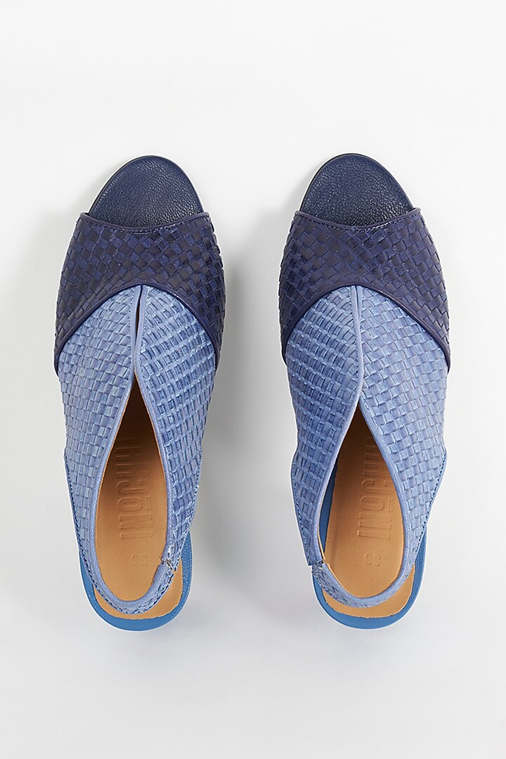 Blue Leather Handcrafted Heels by Inochhi at Pernia's Pop Up Shop