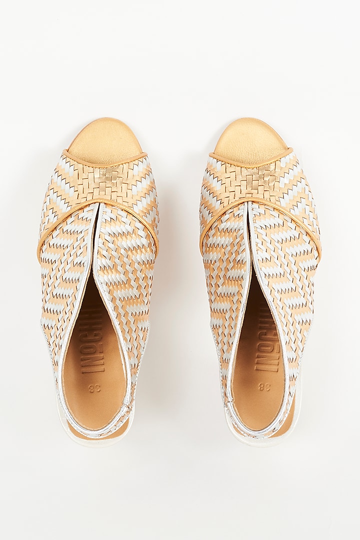 Gold Leather Handcrafted Heels by Inochhi