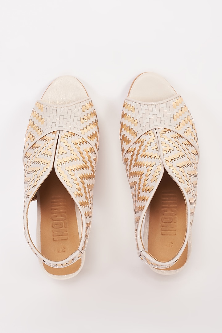 Beige Leather Heels by Inochhi at Pernia's Pop Up Shop