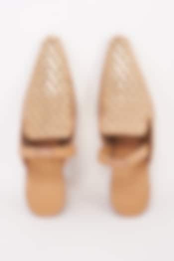 Camel & Gold Leather Handcrafted Heels by Inochhi