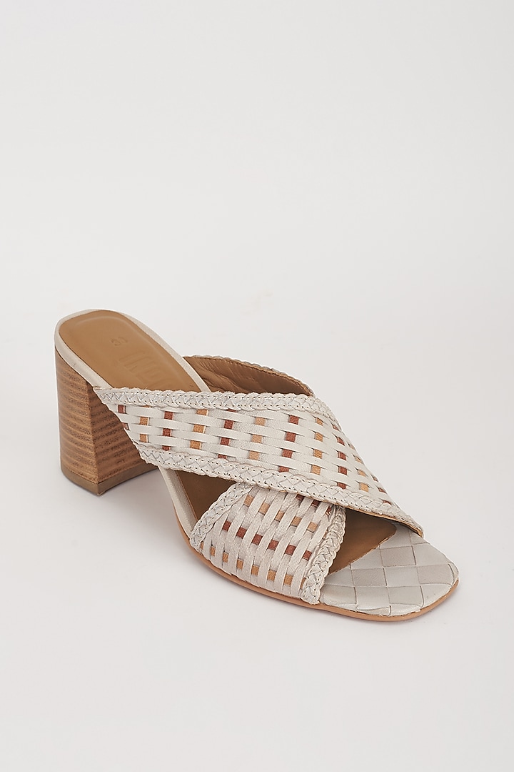 White Leather Heels by Inochhi at Pernia's Pop Up Shop