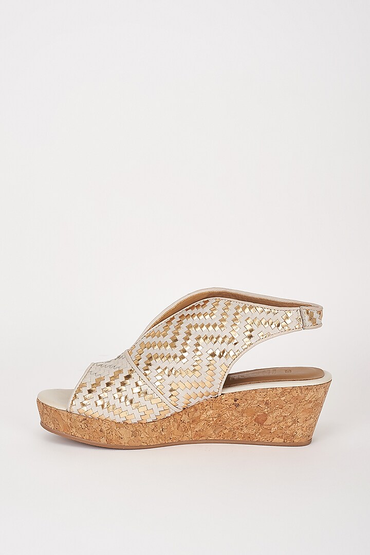 Beige Leather Sandals by Inochhi at Pernia's Pop Up Shop