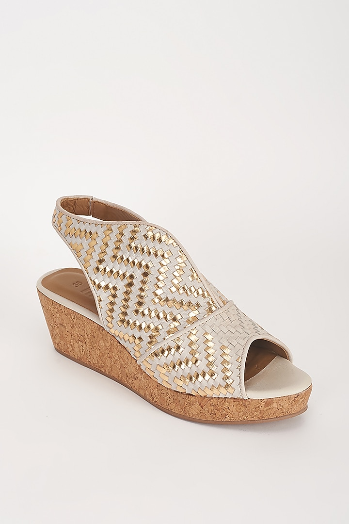 Beige Leather Sandals by Inochhi at Pernia's Pop Up Shop