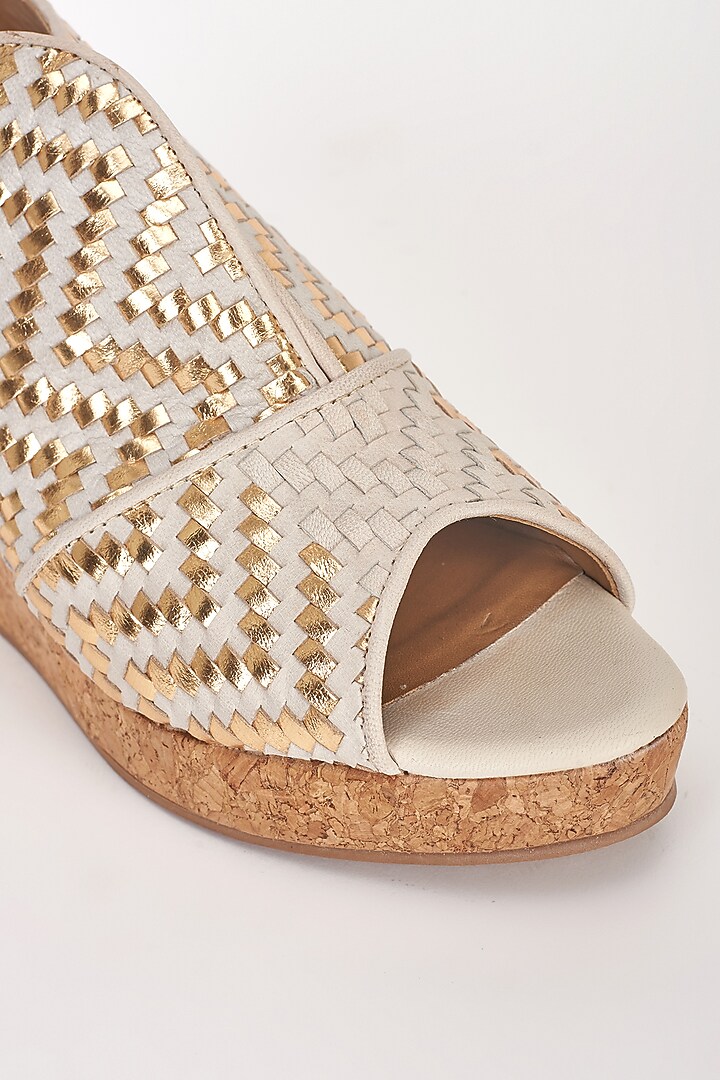 Beige Leather Sandals by Inochhi at Pernia's Pop Up Shop