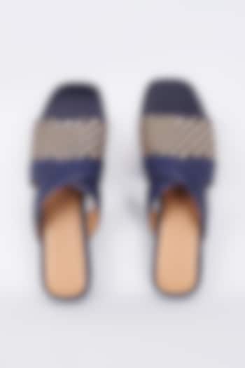 Blue Genuine Leather Handcrafted Flats by Inochhi