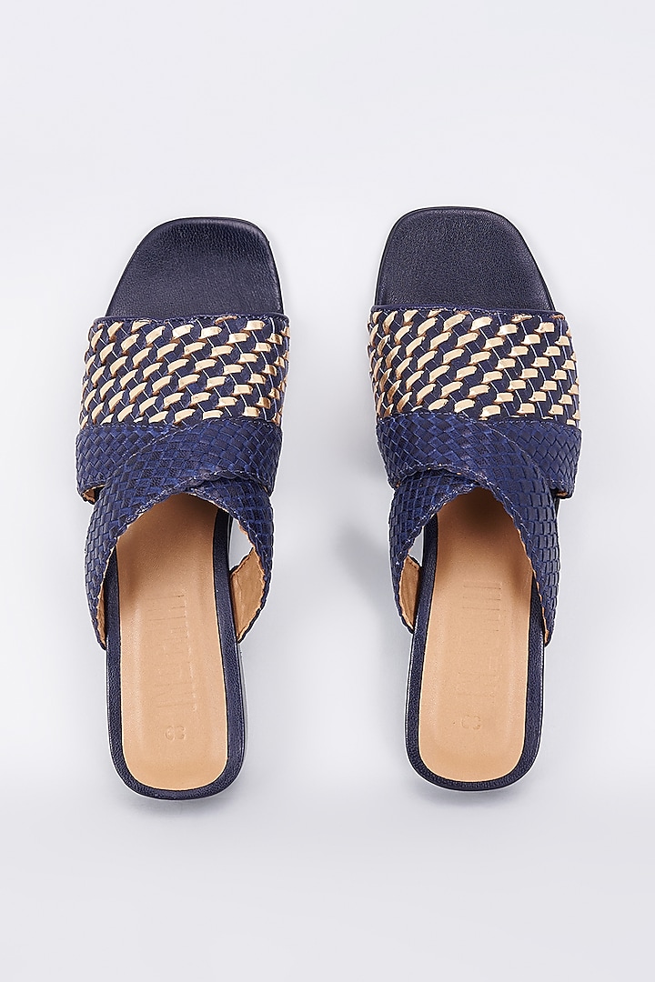 Blue Genuine Leather Handcrafted Flats by Inochhi